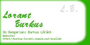 lorant burkus business card